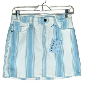 Frame Denim Ombre Blue And White Stripes Cotton Micro Minii Skirt Size 25